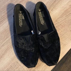 Toms black velvet classic alpargatas